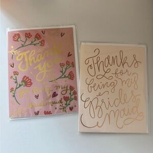 Bridesmaid Thank You Cards - Gold and Pink